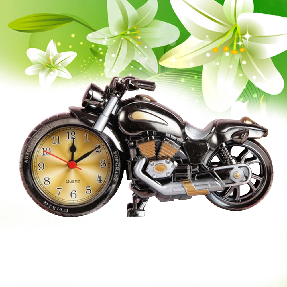 Luxury Vintage Old Style Motorcycle Alarm Clock Unique Gift for Motor Lovers Kids - Without Batteries (As Shown)