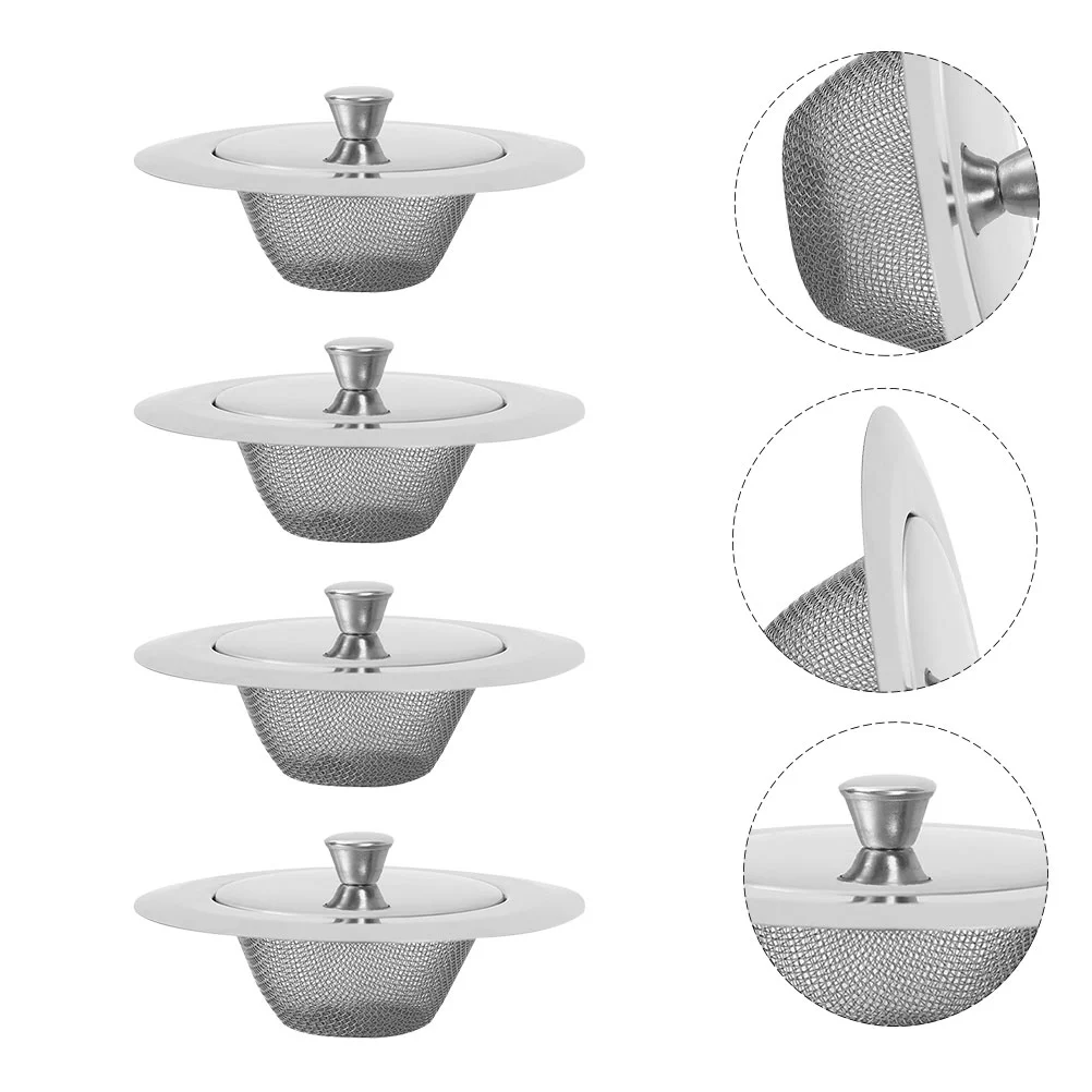 4pcs Kitchen Sink Strainers with Lids Anti-Clogging Drain Filter Strainers