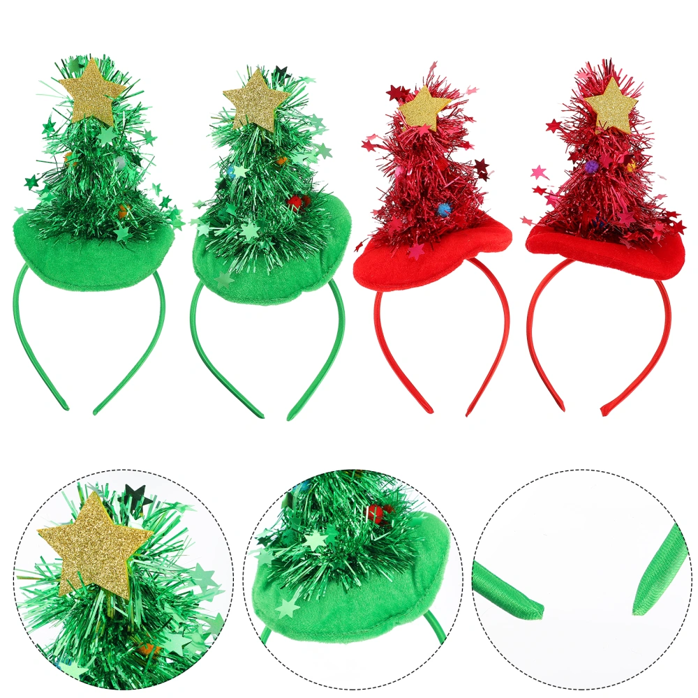 4pcs Christmas Headdress Xmas Headband Christmas Tree Hair Band Head Decor