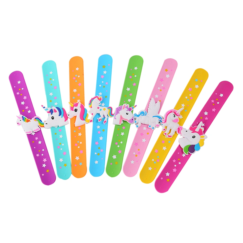 8pcs Unicorn Slap Bracelets Silicone Snap On Wristbands Novelty Bracelet Gifts Birthday Party Favors