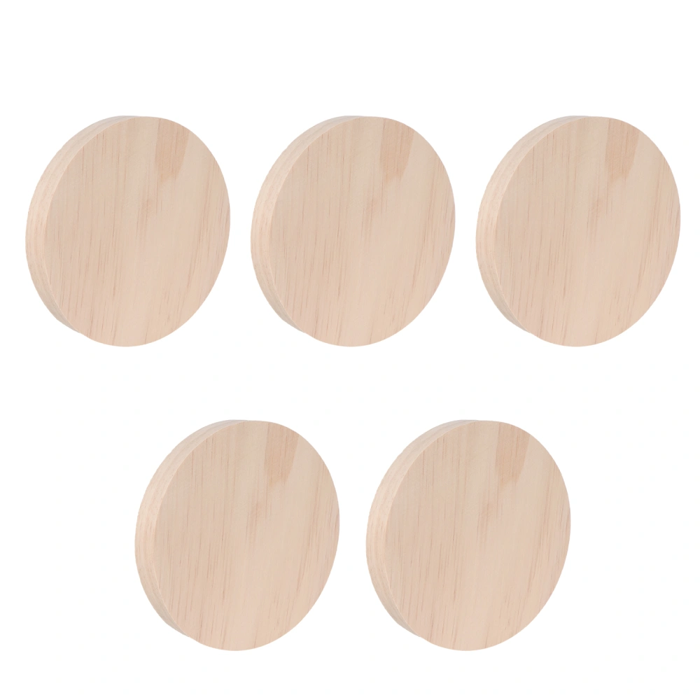 5pcs Wooden Board Handcraft DIY Accessories Round Wooden Plate Materials