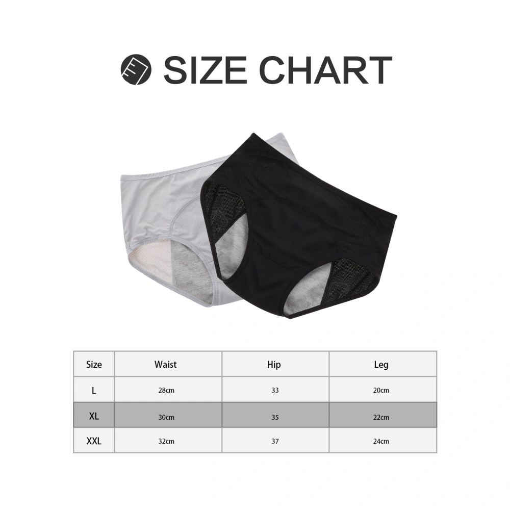 4Pcs Womens Menstrual Underpants Period Briefs Teen Girls No Leak Underpants Size XL (2pcs Black and 2pcs Grey)