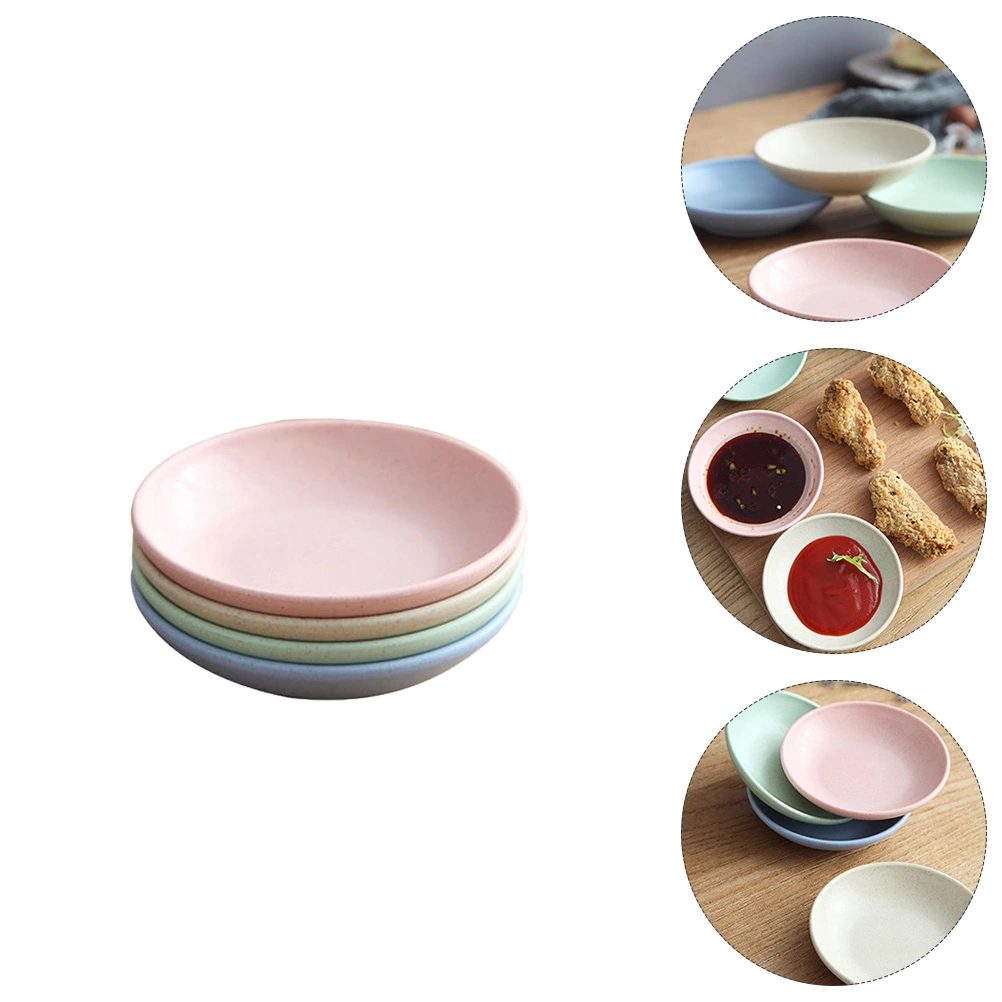 12Pcs Plastic Wheat Straw Seasoning Dishes Condiment Plates (Assorted Color)