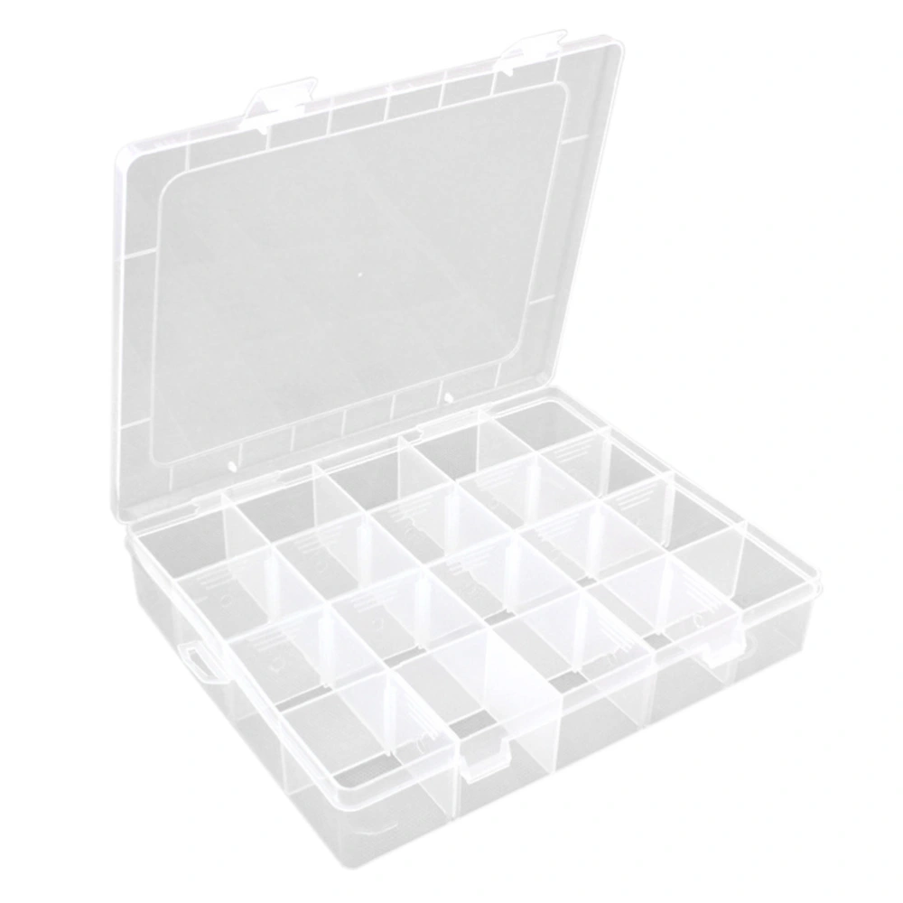 20-Grid Plastic Adjustable Jewelry Organizer Box Storage Container Case with Removable Dividers (Transparent)