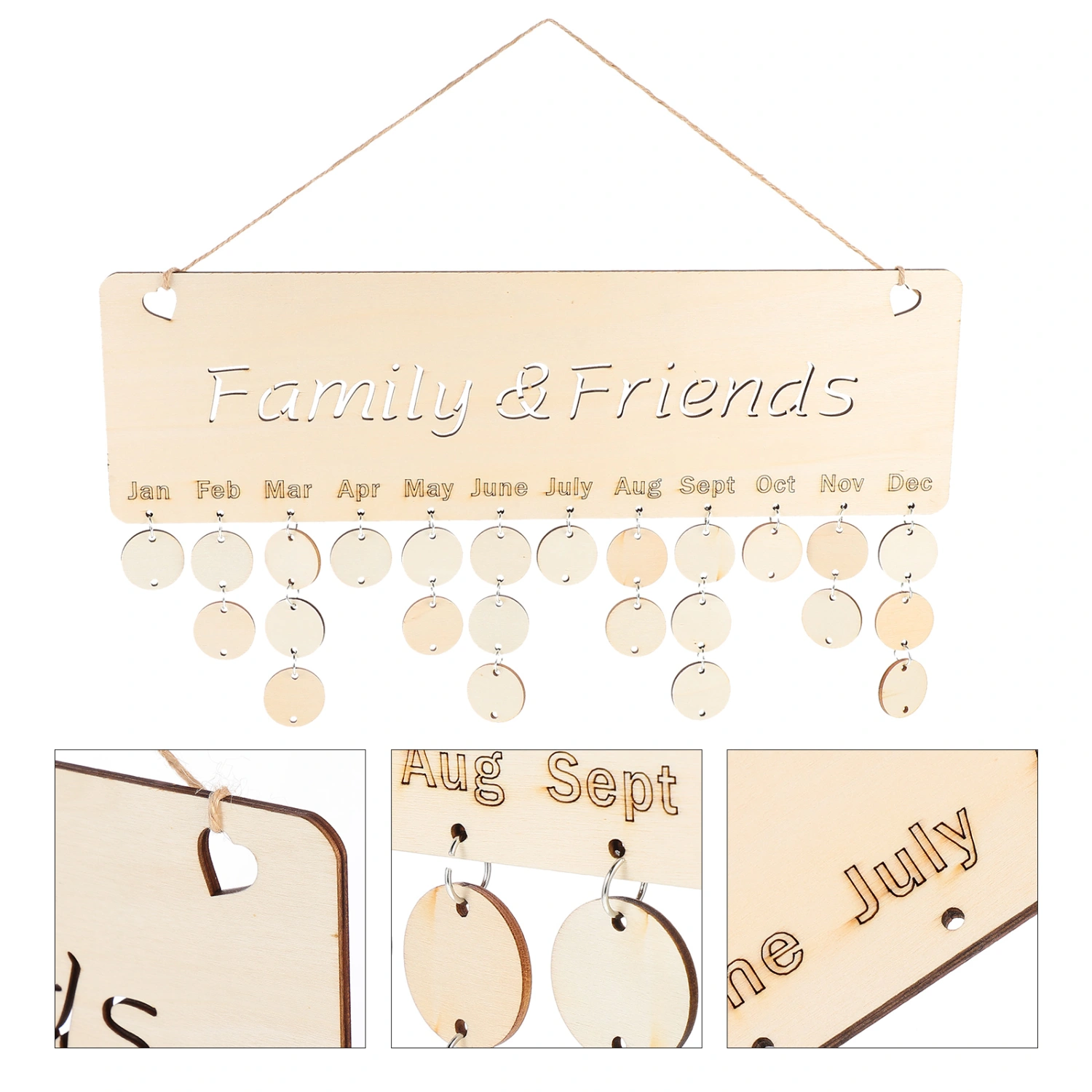 DIY Wooden Birthdays Anniversaries Reminder Calendar Wall Hanging Decor