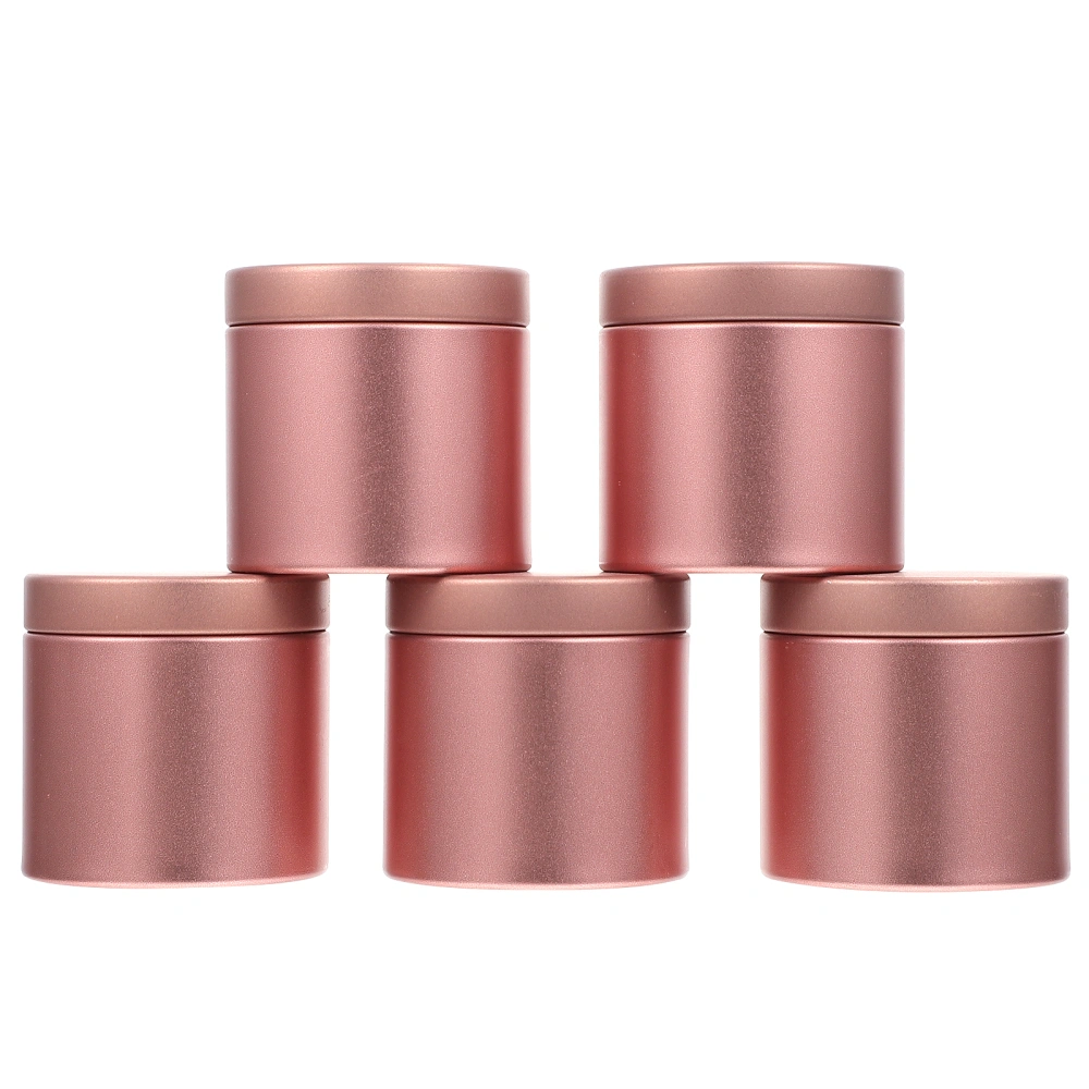 5pcs Tinplate Round Containers Small Tea Can Tea Jar Canister Candle Tins