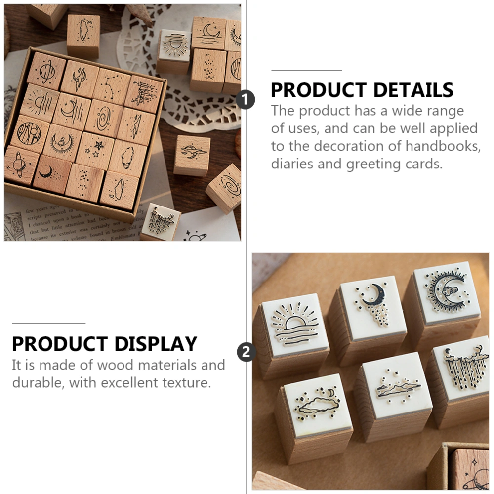 16pcs Delicate Wooden Stamps Decorative Stamp Vintage Seals for Journals Crafts