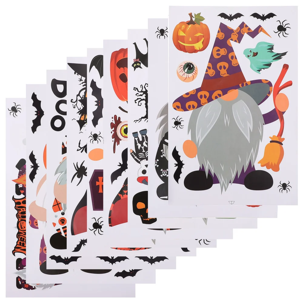 9 Sheets Halloween Refrigerator Decals PVC Removable Halloween Wall Stickers