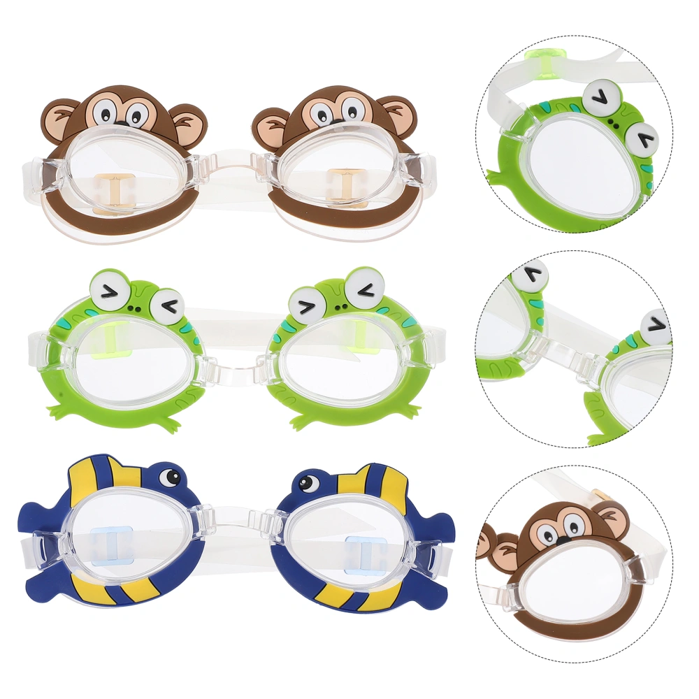 3Pcs Children Swimming Goggles Adorable Animal Design Swimming Goggles