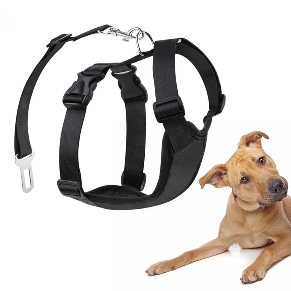 Pet Dog Car Chest Strap Medium Dog Husky Chest Harness Medium Dog Car Seat Belt(Chest Strap, Car Seat Belt, Black,M)