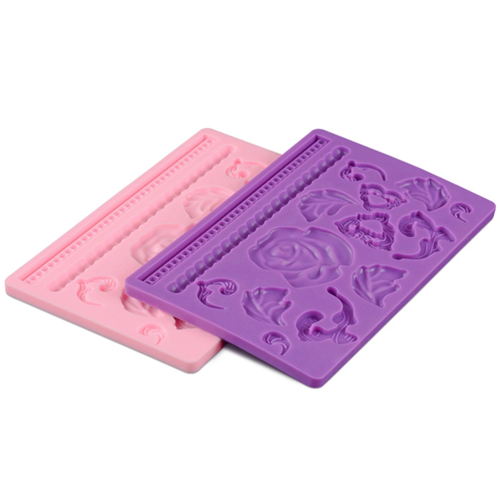 Food Grade Silicone Lace Flower Fondant Baking Mold DIY Decorating Tools Bakeware for Cake Pudding Jelly (Random Color)