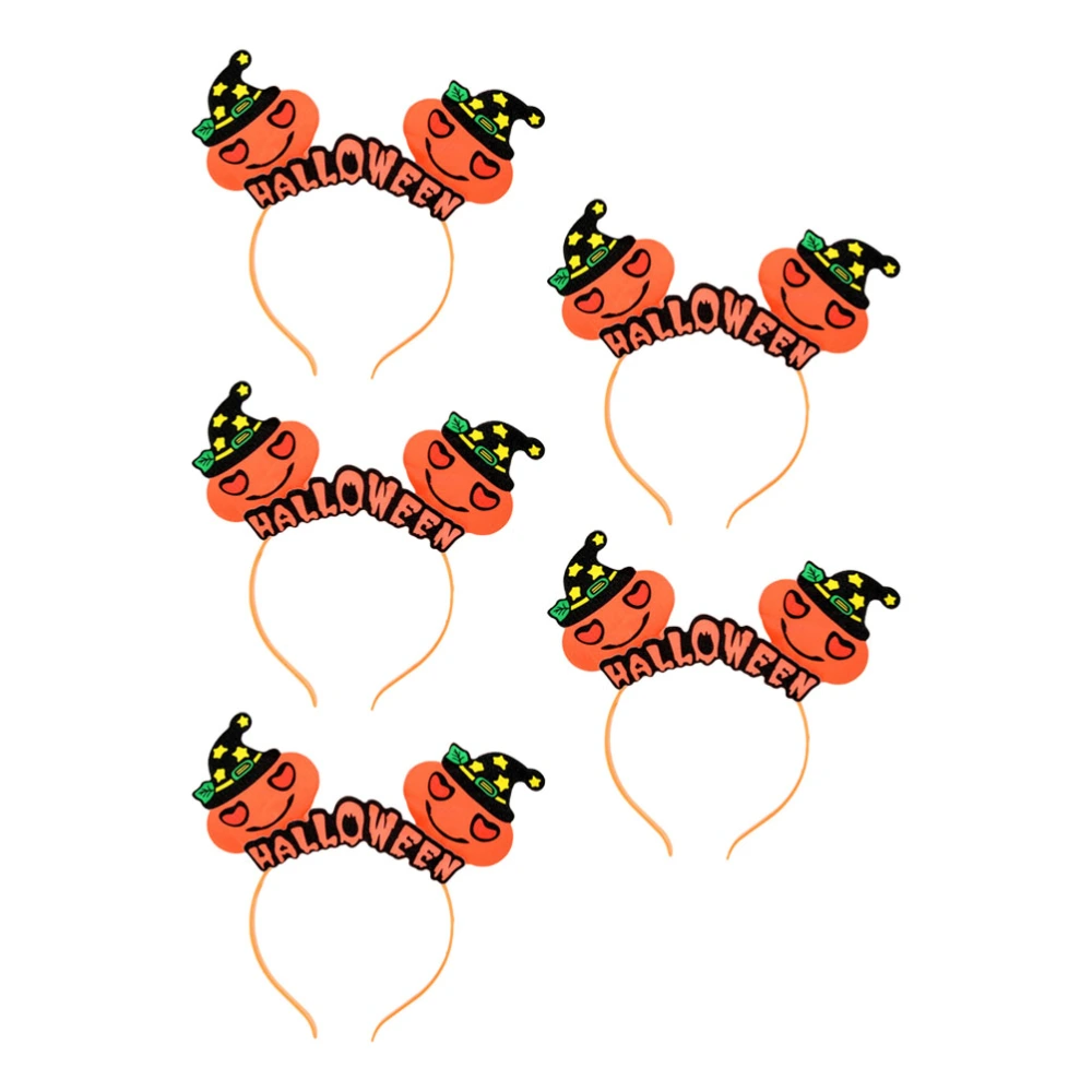 5Pcs Halloween Decorative Hair Hoops Luminous Pumpkin Headdresses Party Supplies