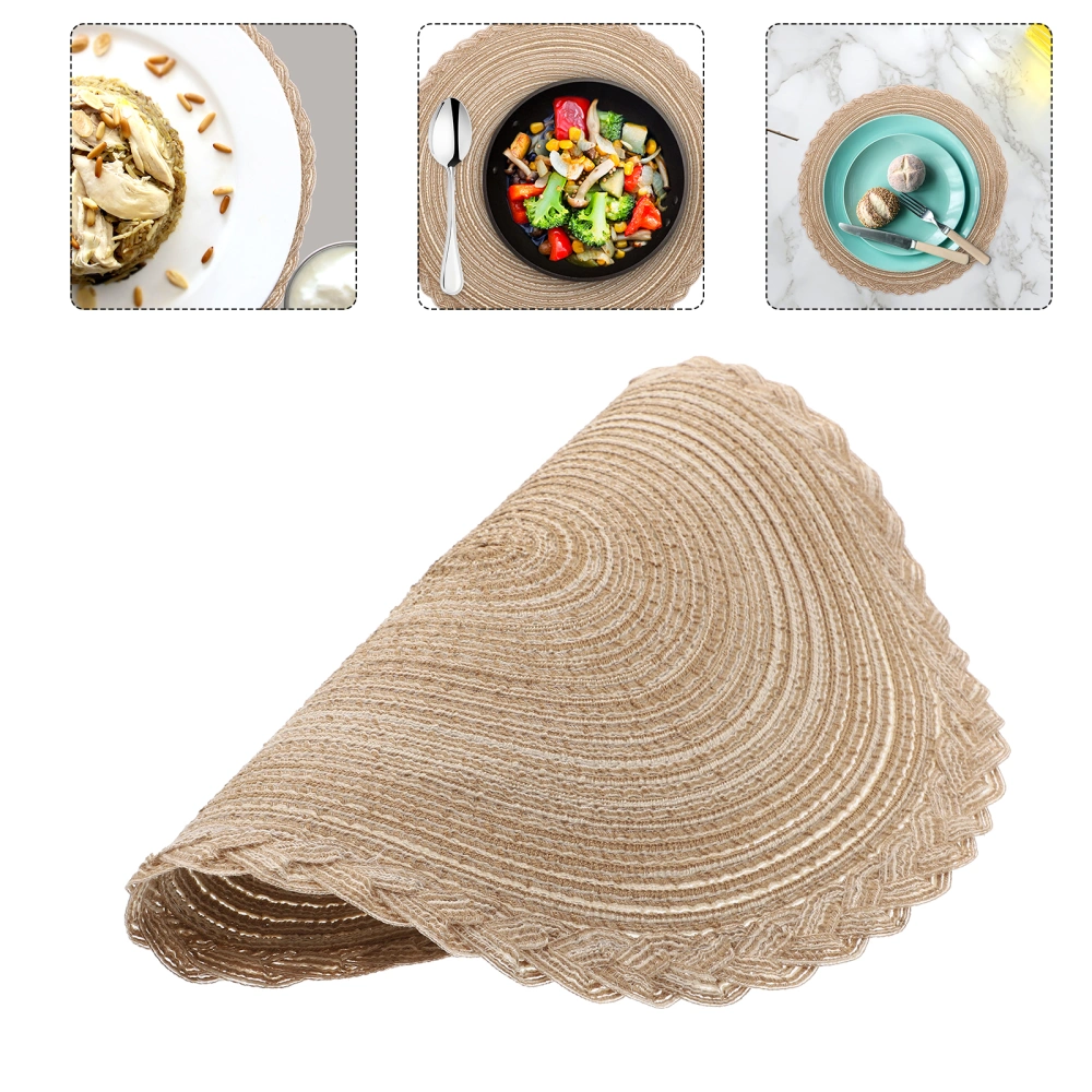 2pcs Round placemats Heat Insulated Tableware Mats Table Adornment (Coffee)