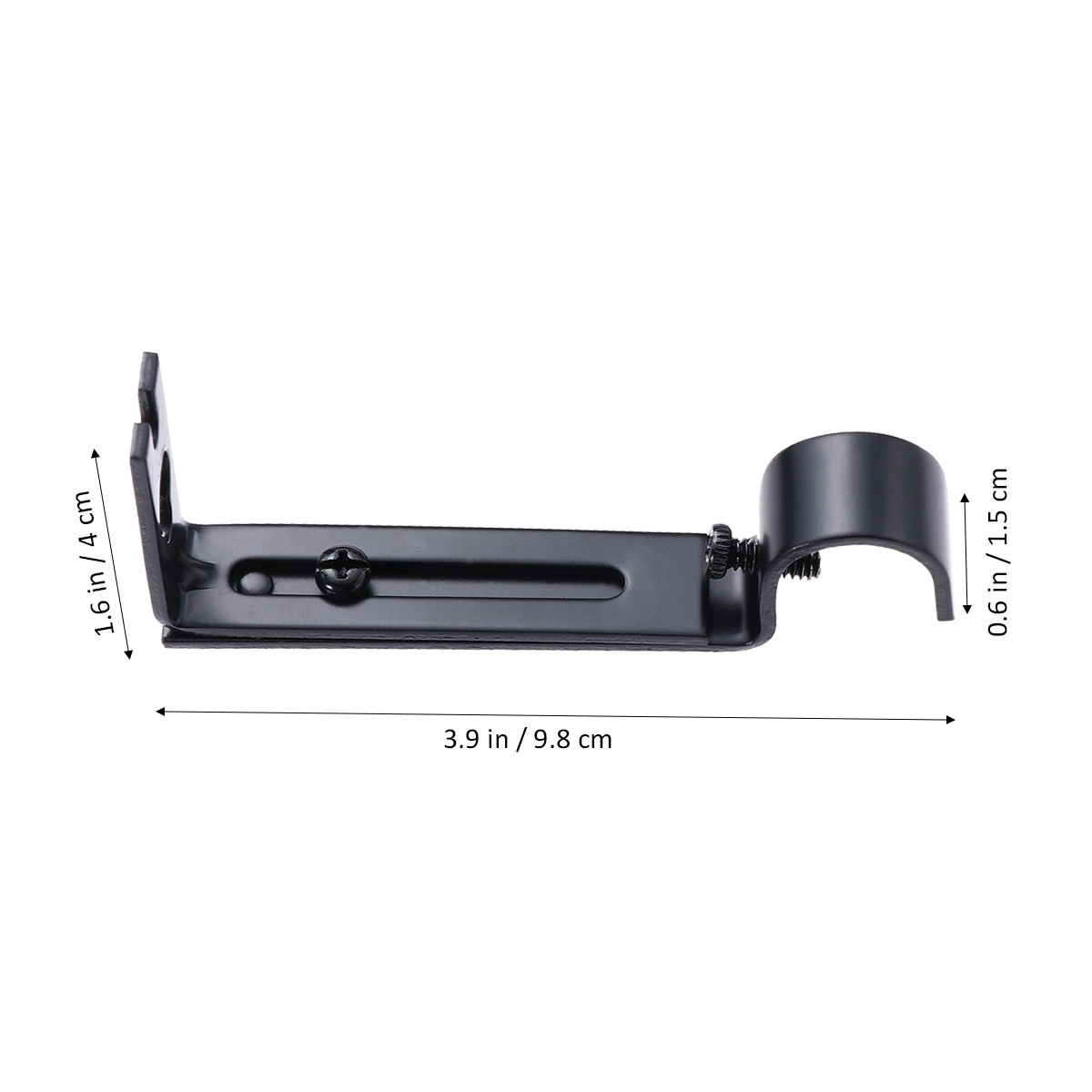 2 PCS 19.05mm Adjustable Curtain Rod Curtain Pole Holder Curtain Drapery Rod Brackets (Black)