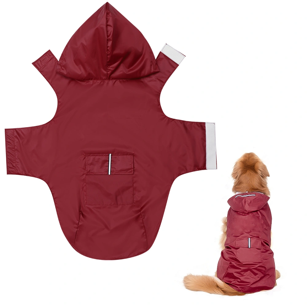 POPETPOP Reflective Hooded Pet Dog Raincoats Big Dogs Waterproof Clothes Dog Raincoat Puppy Poncho(Red, 5XL)