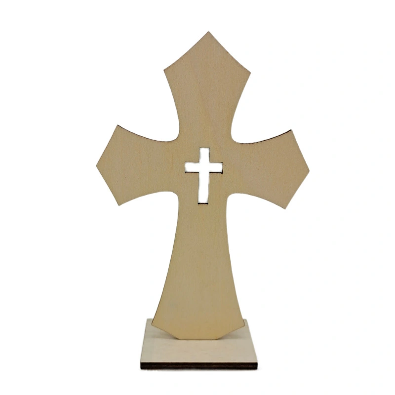 10pcs Based Cross Ornament Decorative Church Wooden Standing Cross Desk Adornment