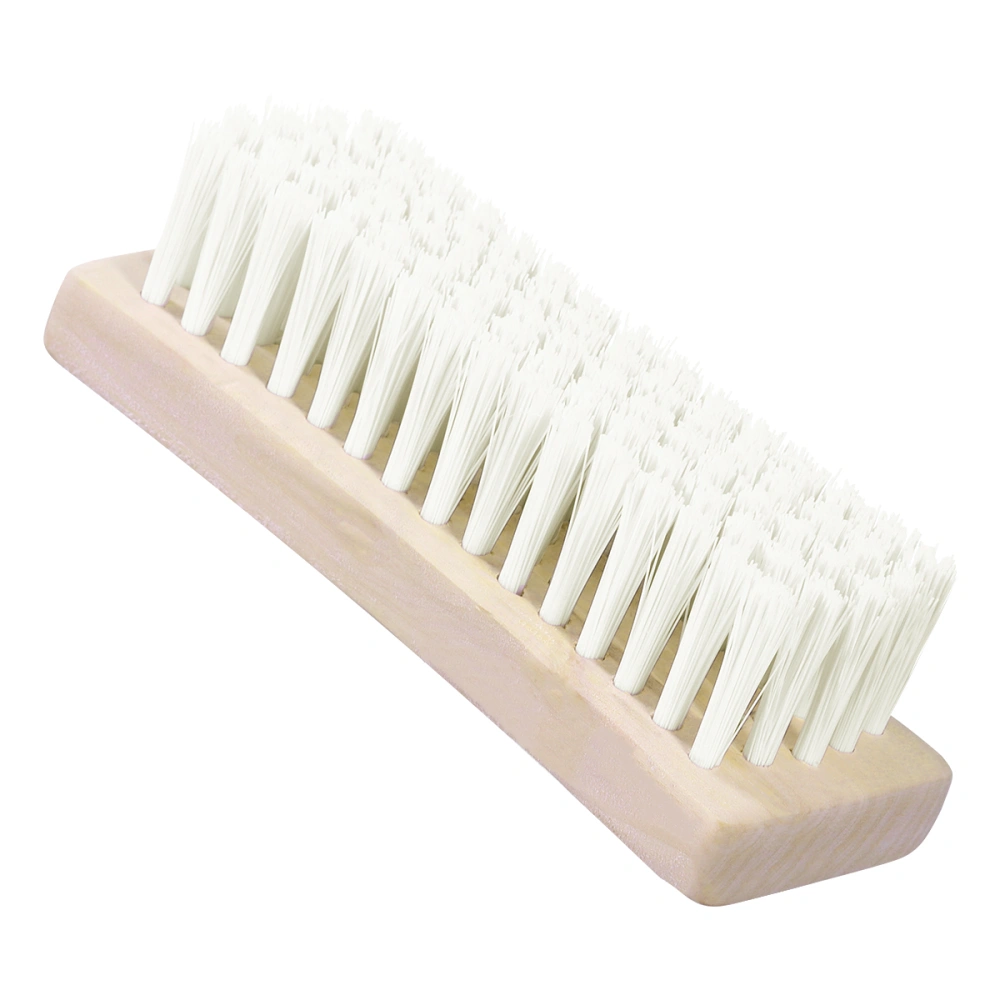 OUNONA 1PC Multi-use Clothes Shoes Washing Scrubbing Brush Spotting Brush Nylon Bristles Laundry Cleaning Brush With Wooden Handle For Down Jackets and Coats (White)