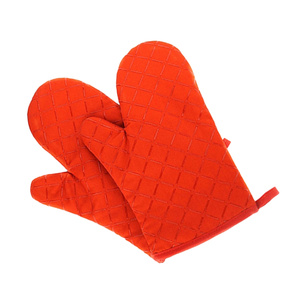 1 Pair Silicone Baking Gloves Heat Resistant Oven Gloves Anti-slip Microwave Oven Gloves Stylish Thickening Oven Gloves Multi-purpose Oven Silicone Gloves for Kitchen Store Dining Room Use (Orange)