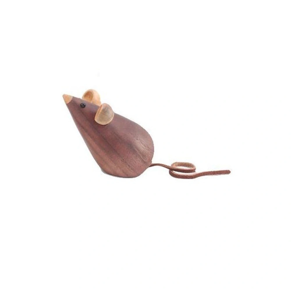 Wooden Mouse Cat Adornment Solid Wooden Mice Cat Ornament Wooden Craft Desktop Adornment (Single Mouse)