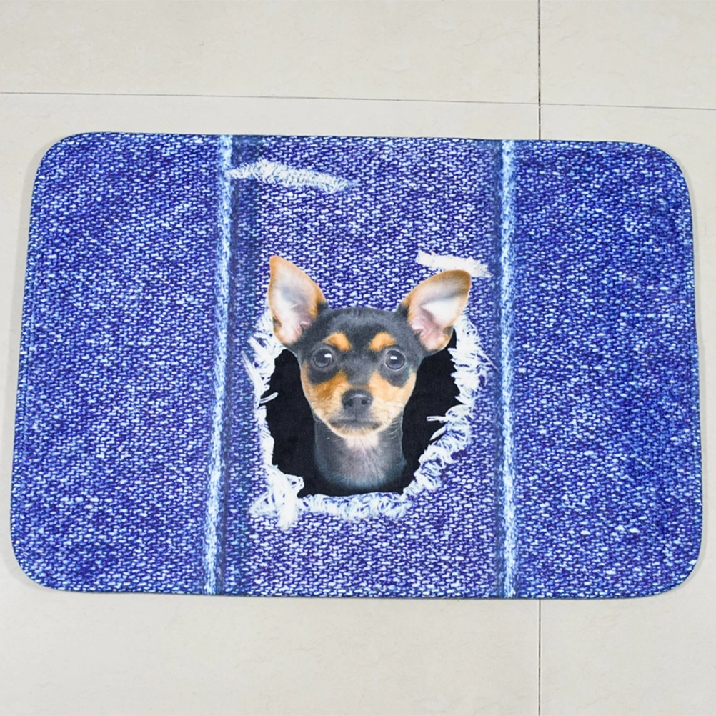Dog Pattern Bathmat Non-slip Bath Floor Mat Rugs Water-absorbing Carpet for Bathroom Kitchen