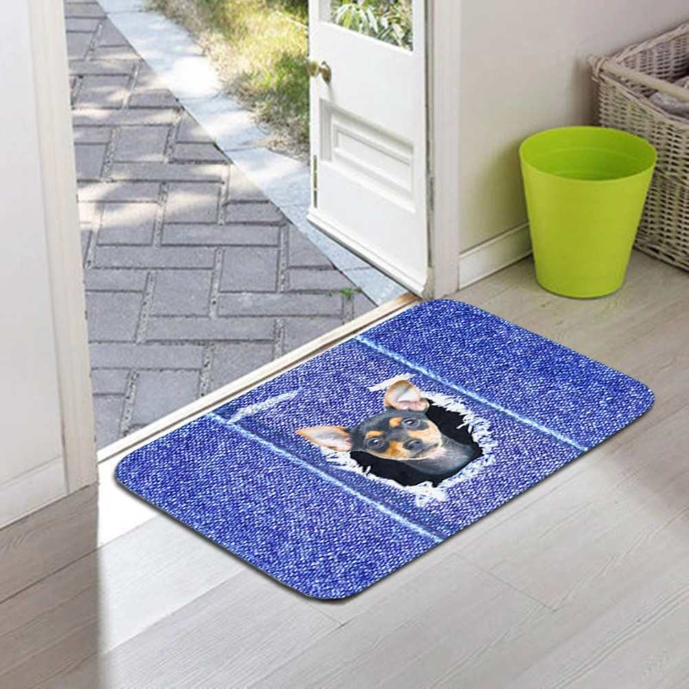 Dog Pattern Bathmat Non-slip Bath Floor Mat Rugs Water-absorbing Carpet for Bathroom Kitchen