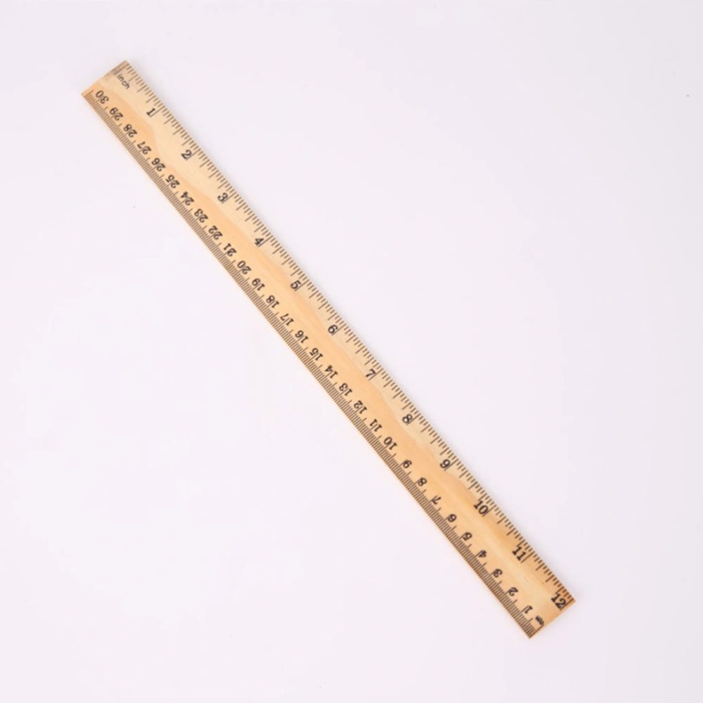 12Pcs Household Wood Rulers Multi-function Straight Rulers Convenient Student Rulers