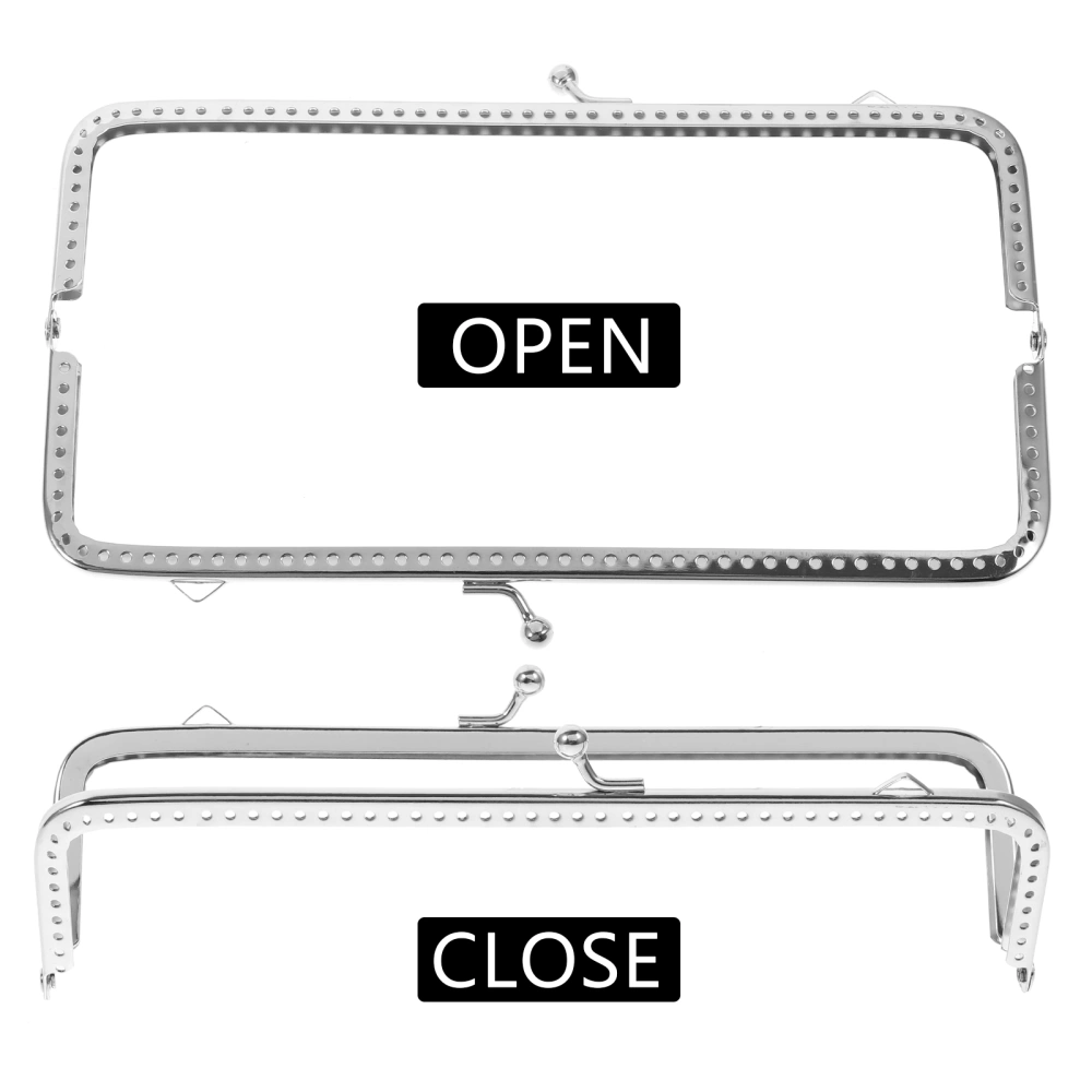 6PCS 18cm Vintage Silver Tone Metal Purse Frame Kiss Clasp Purse Handles Handbag For Purse Bag Wallet (Silver)