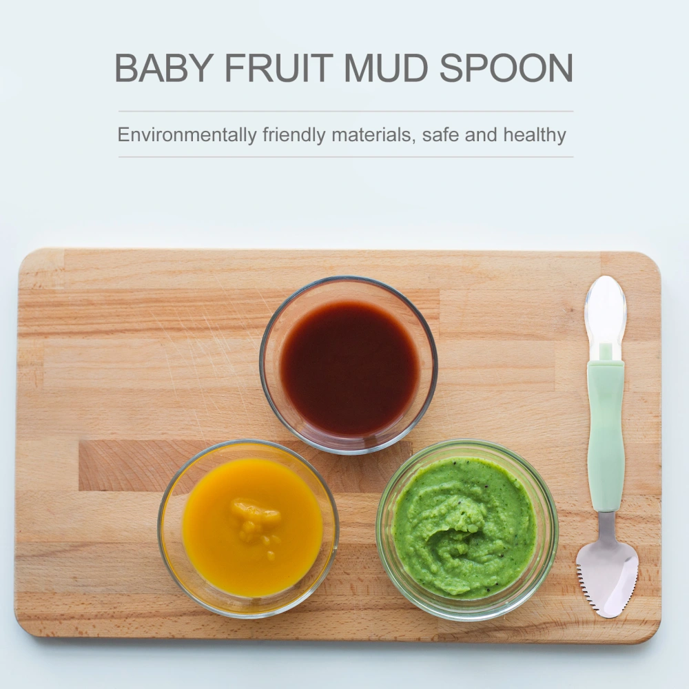 2pcs Baby Fruit Scraper Spoon Fruits Mud Scraping Spoon Baby Food Scrapping Spoon