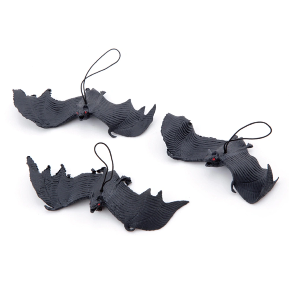 10pcs Halloween Rubber Hanging Bats Ghostly Scary Decoration Toys for Halloween Party