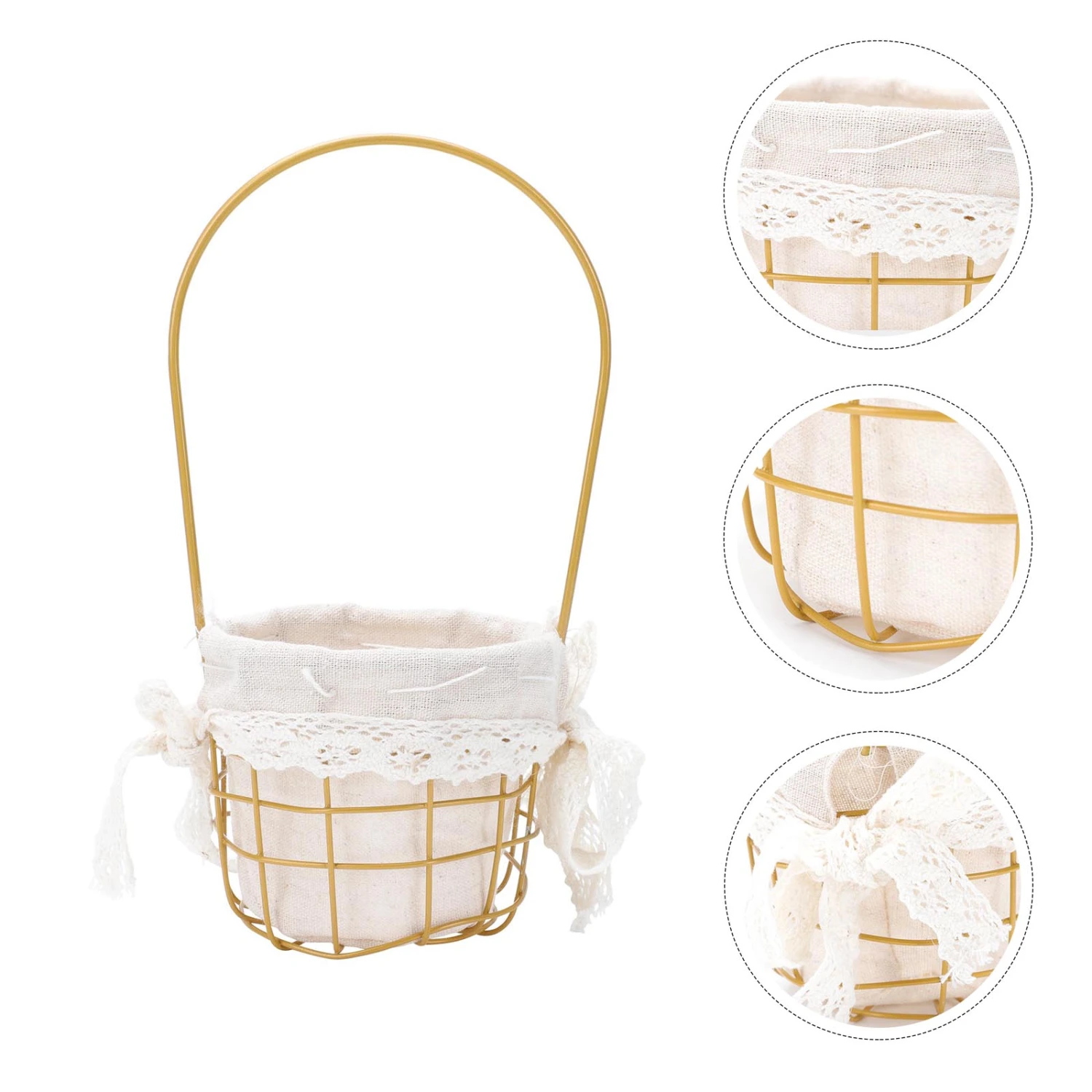 1Pc Handmade Flower Basket Chic Basket Portable Wedding Party Flower Basket