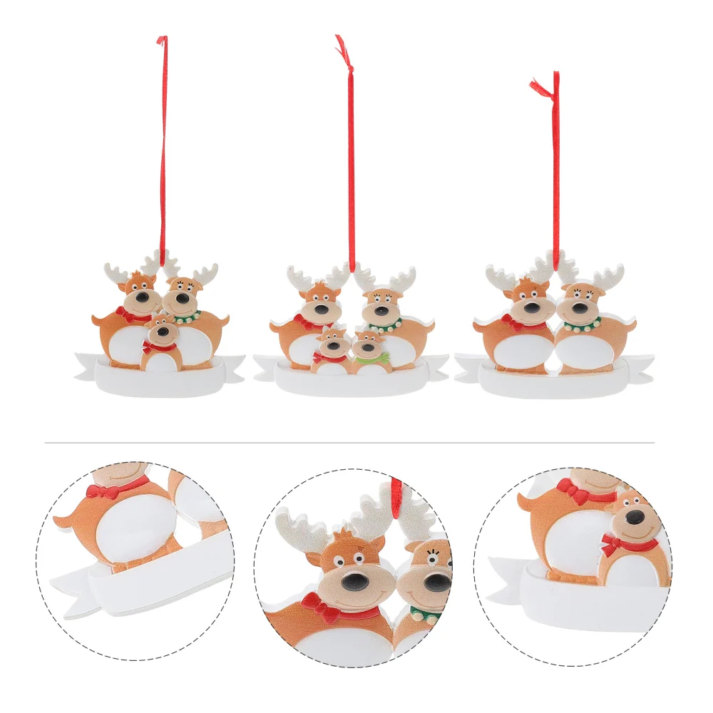 3Pcs Christmas Pendants Xmas Tree Hanging Ornament Xmas Elk Hanging Decors