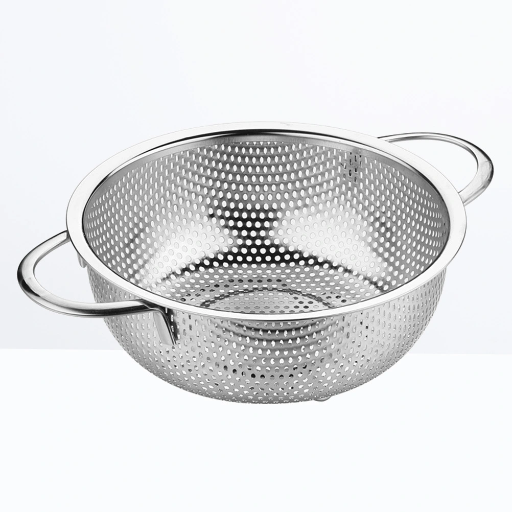 Double Handles Colander Basket Stainless Steel Filter Kitchen Strainer for Fried Food Vegetable Fruit (22.7)