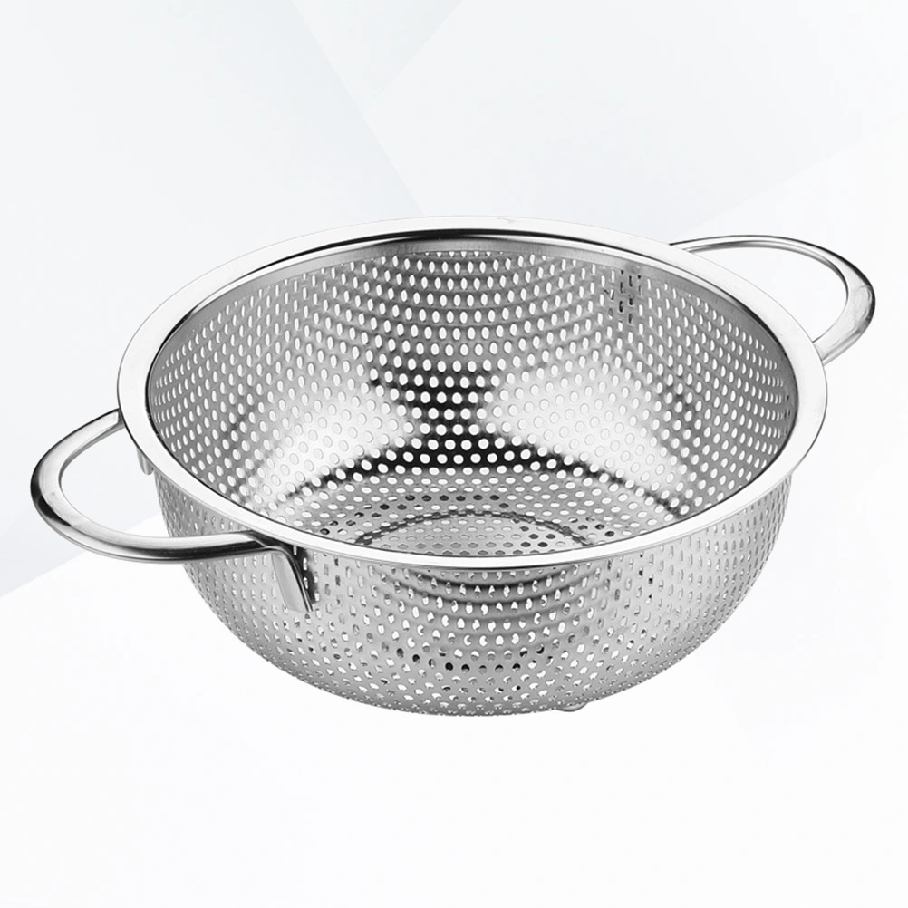 Double Handles Colander Basket Stainless Steel Filter Kitchen Strainer for Fried Food Vegetable Fruit (22.7)