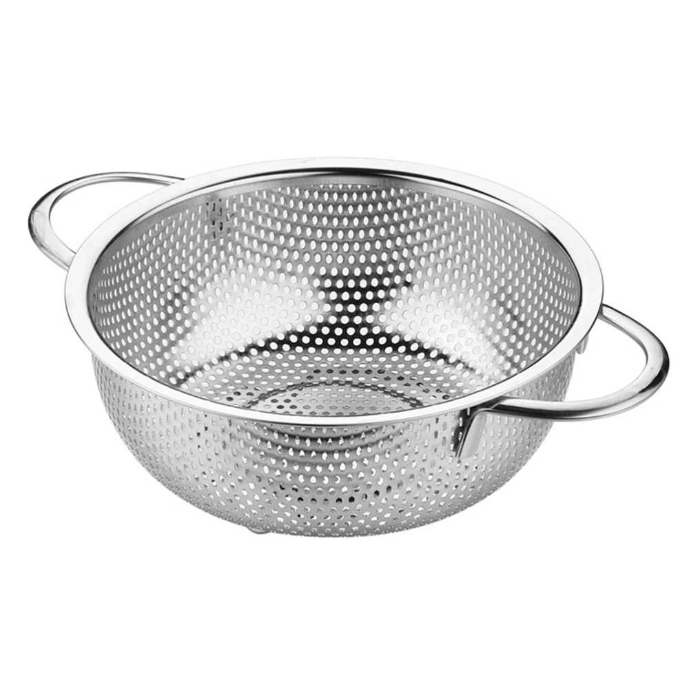 Double Handles Colander Basket Stainless Steel Filter Kitchen Strainer for Fried Food Vegetable Fruit (22.7)