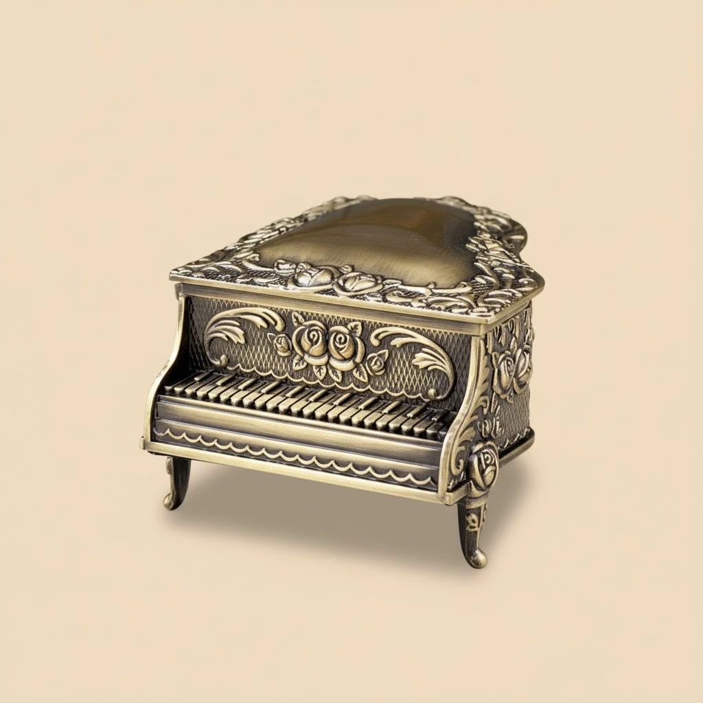 Piano Rose Trinket Box Vintage Jewelry Box Jewelry Case  Jewelry Container