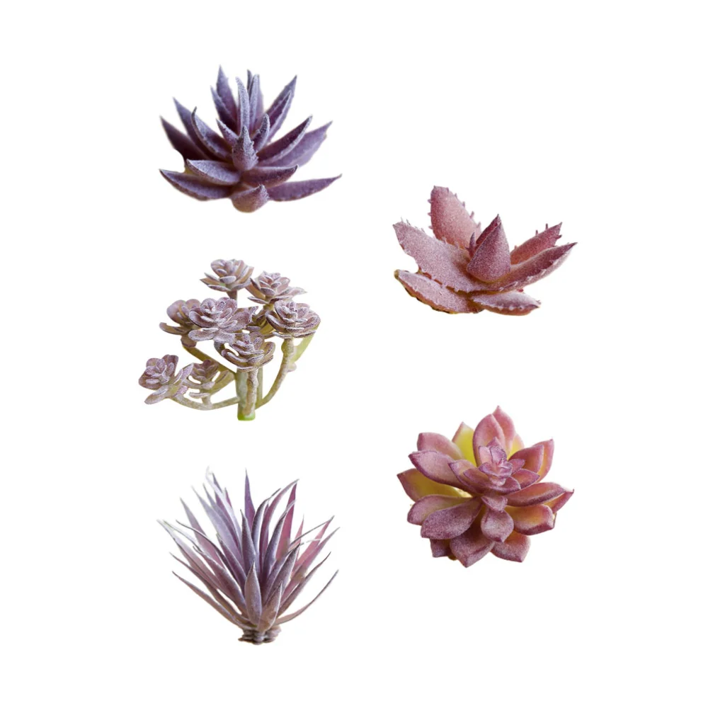 5pcs Creative Simulation Succulent Flower Head Artificial Succulents Flocking Flower Head