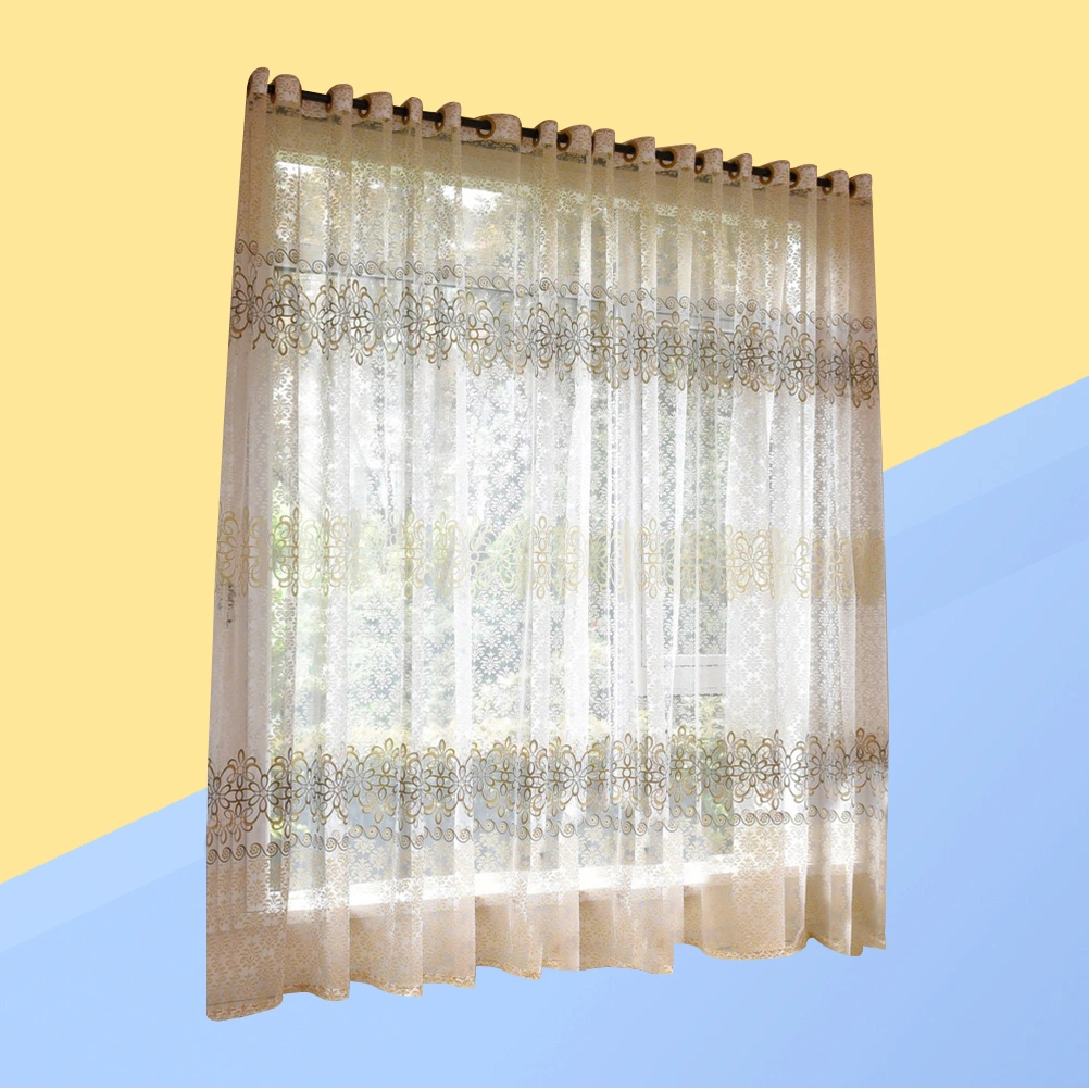 1pc 100x250cm Window Screen Thin Gazue Metal Hole Curtain Door Scarf Drapes Valance for Room Decor (Brown)
