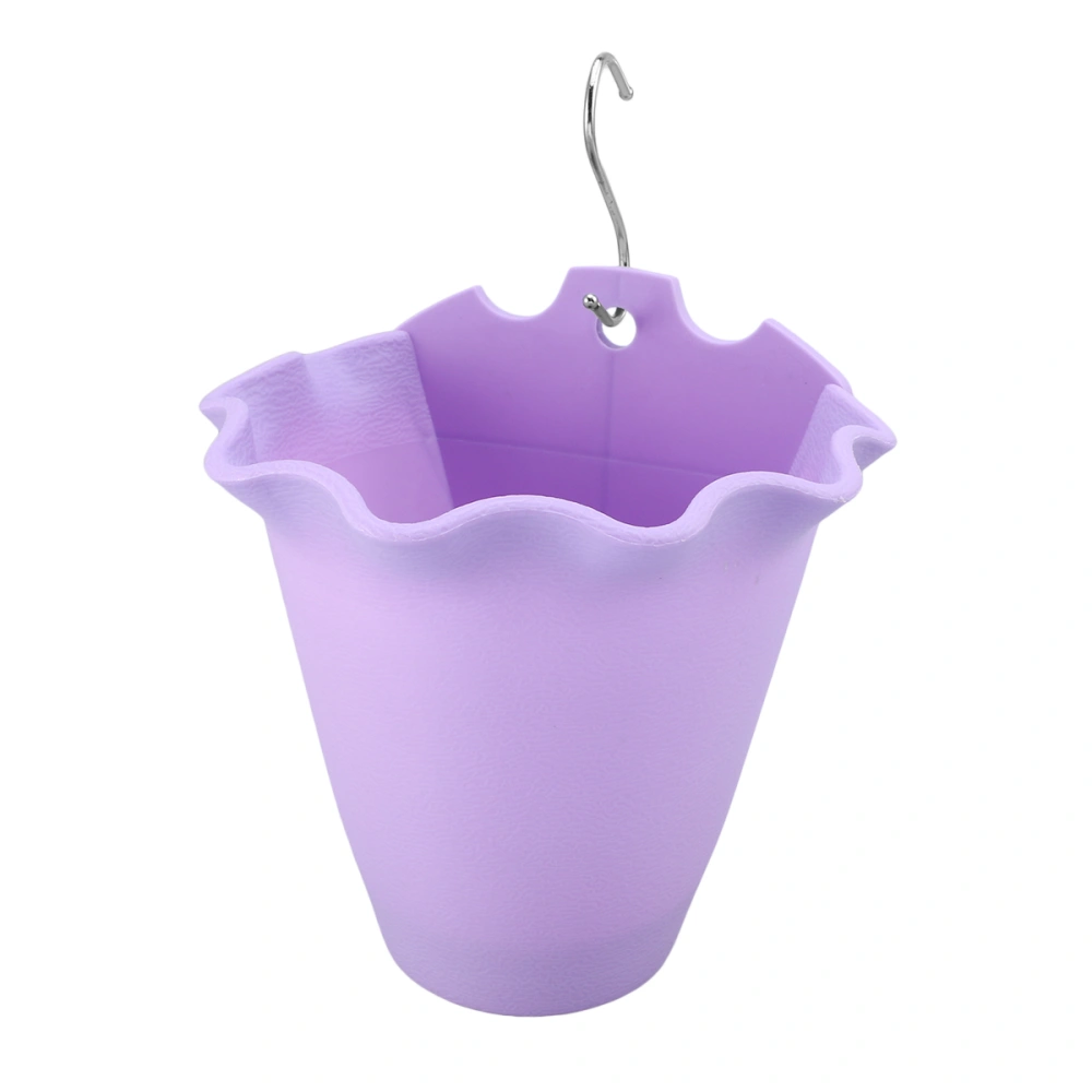 Plastic Wall Hanging Flower Pot Creative Wave Basket Balcony Guardrail Security Window Hanging Wall Green Plants Suclucents Flower Holder (Purple)