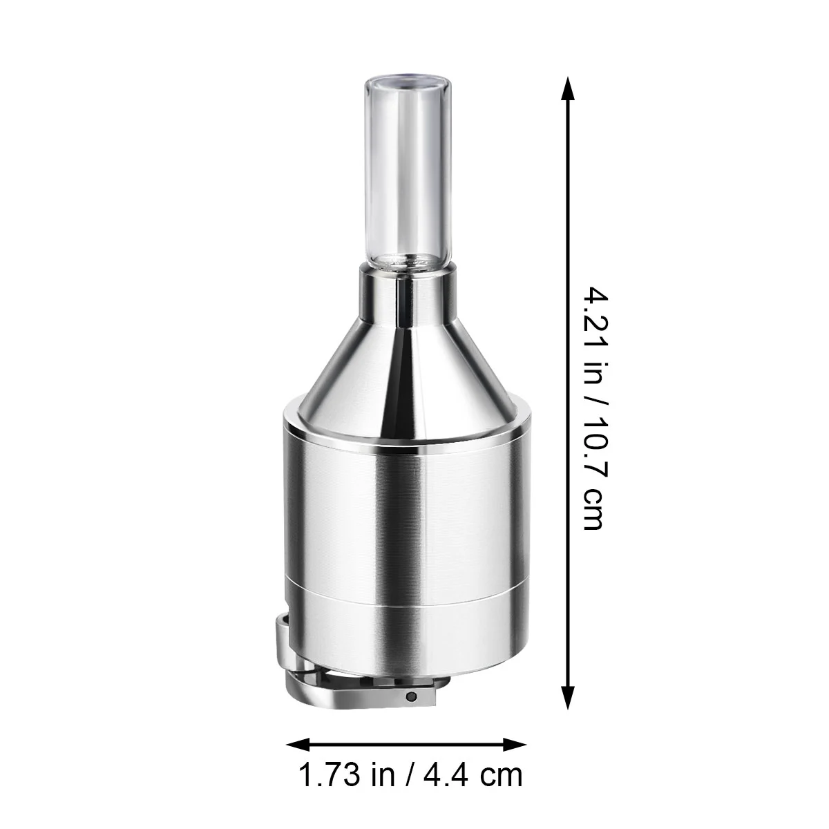 OUNONA Metal Powder Grinder Hand Mill Funnel with Snuff Glass Bottle 4.4x10.7CM