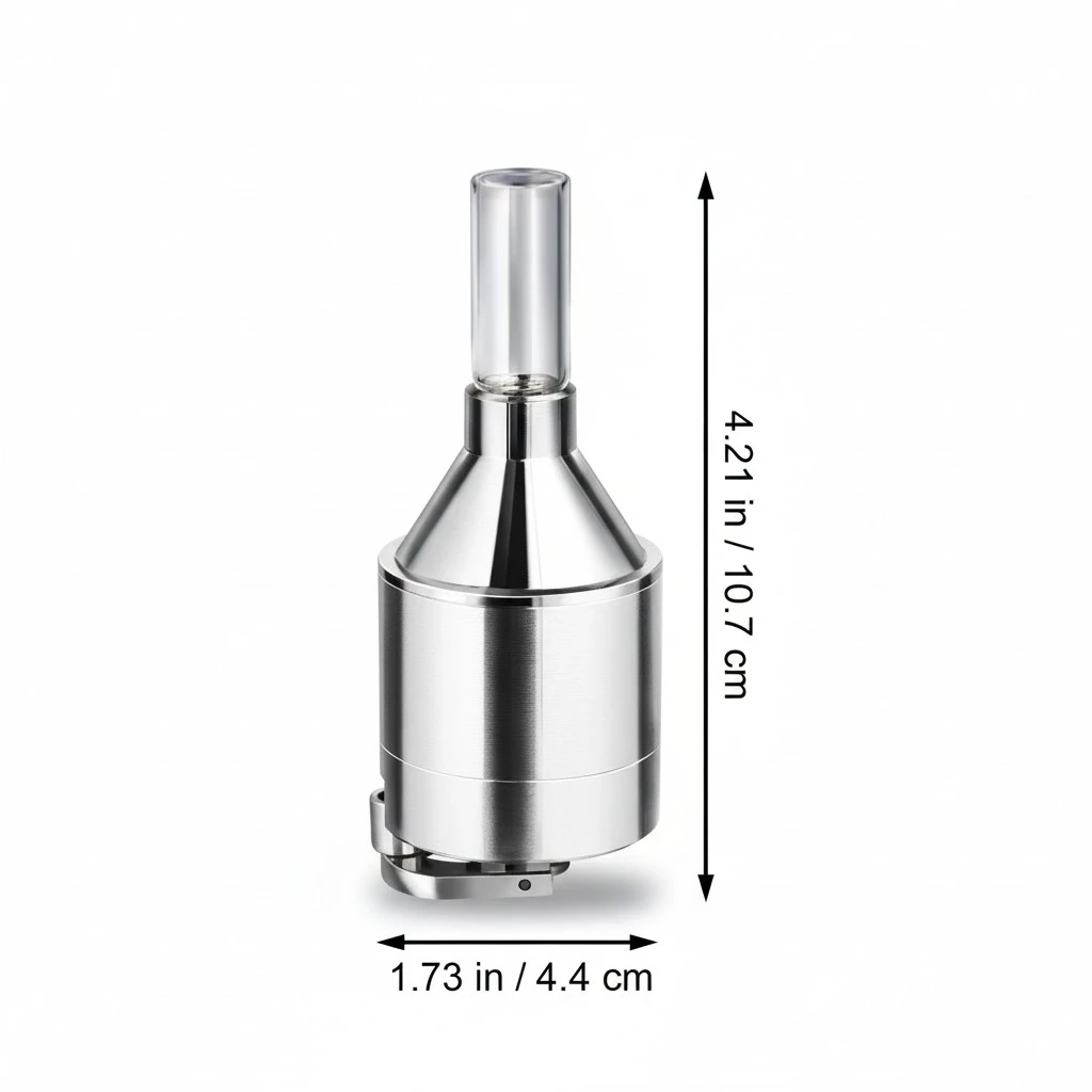 OUNONA Metal Powder Grinder Hand Mill Funnel with Snuff Glass Bottle 4.4x10.7CM