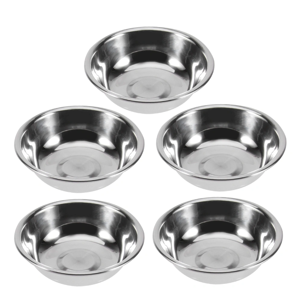 5 Pcs Small Stainless Steel Sauce Dishes Salt Vinegar Flavor Spices Plate Sushi Vinegar Soy Plates Tableware Food Seasoning Tray (Silver)