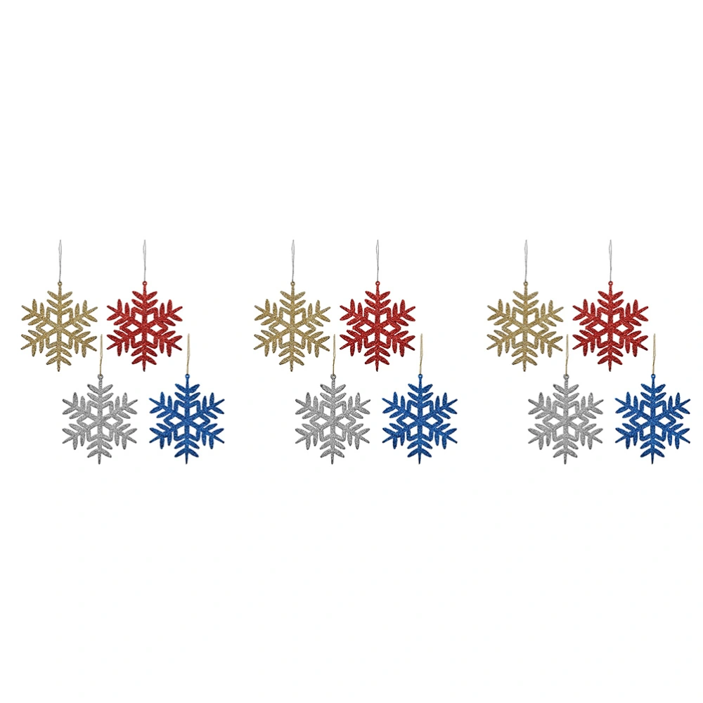 12Pcs Xmas Tree Hanging Decors Imitation Snowflakes Glitter Snowflake Pendants