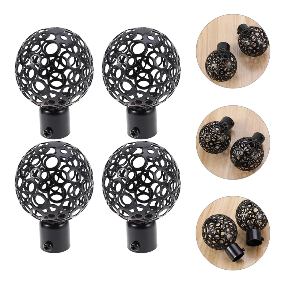 4pcs Curtain Finials hollow out Finials Drapery Rail Pole Head Caps for Window Curtain Rod