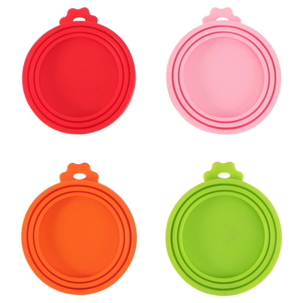 4pcs Silicone Pet Can Covers Lids Universal Dog Cat Tin Reusable Storage (Random Color)