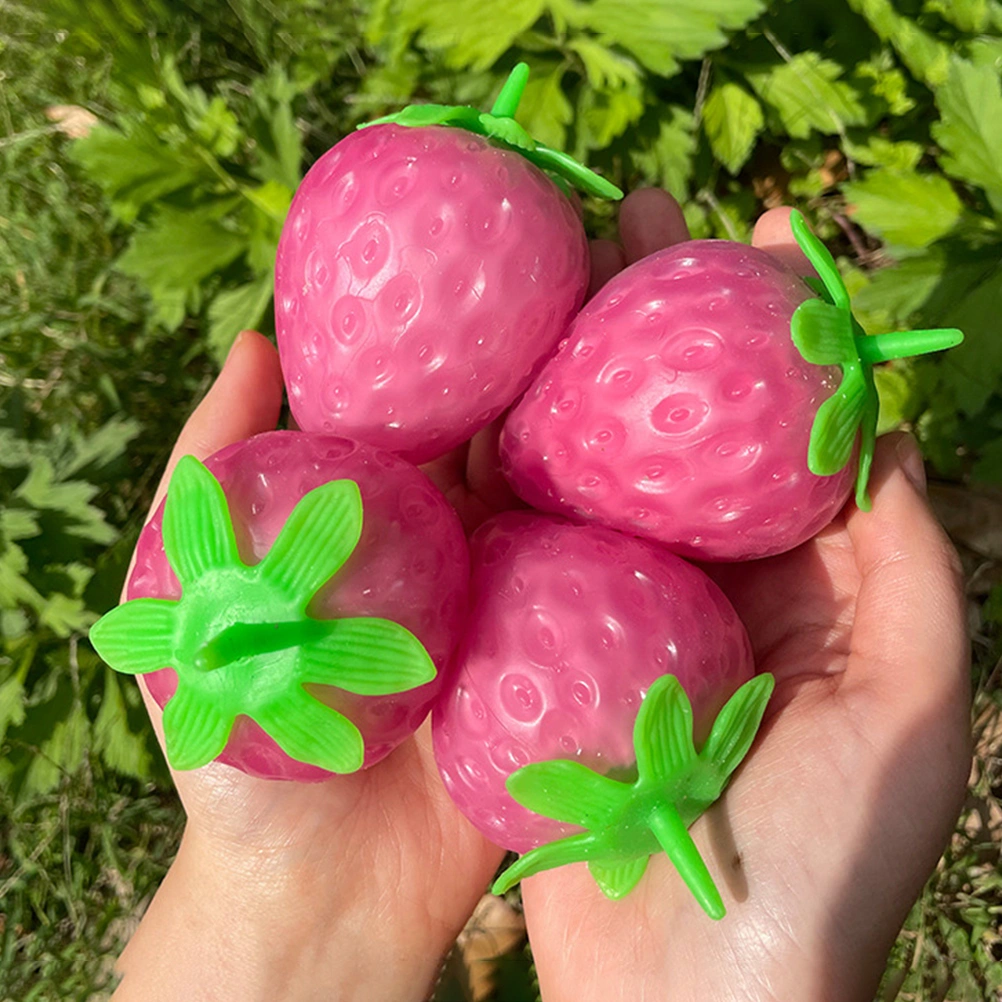 2pcs Strawberry Stress Balls Fruit Shaped Stress Toys Stretchy Strawberry Toys
