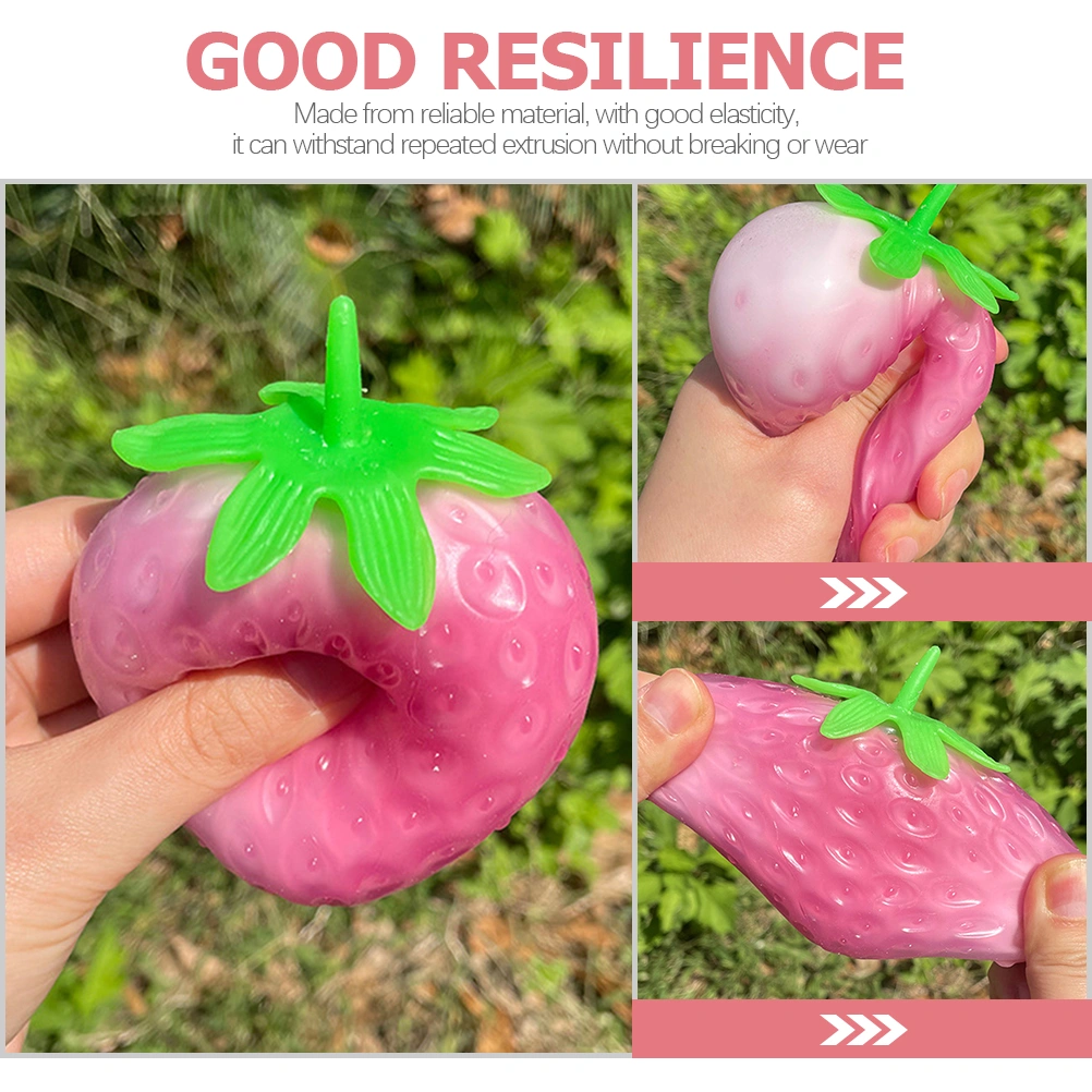 2pcs Strawberry Stress Balls Fruit Shaped Stress Toys Stretchy Strawberry Toys