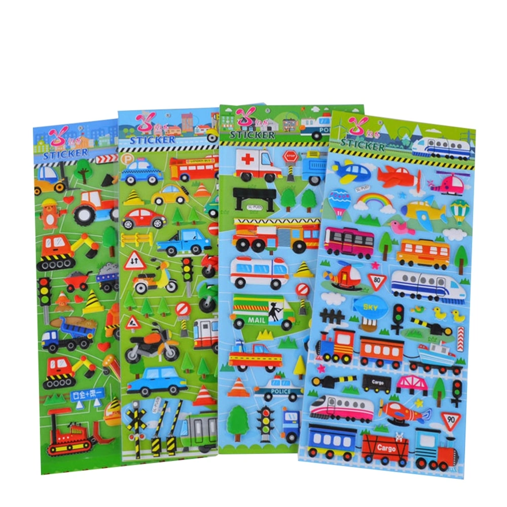 10 Sheets 3D Puffy Stickers Cartoon Vehicles Scrapbooking Crafting Assorted Stickers for Kids