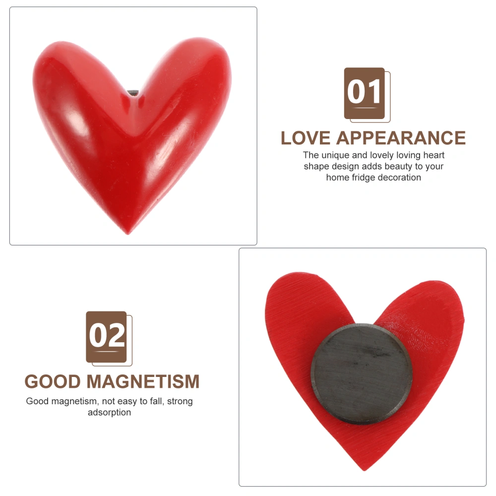 6Pcs Adorable Loving Heart Fridge Magnet Valentine's Day Heart-shaped Fridge Magnet