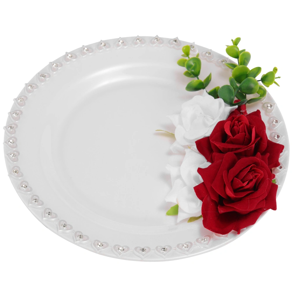 Breakfast Food Tray Meal Tray Wedding Round Meal Plate Artificial Flower Design Plate