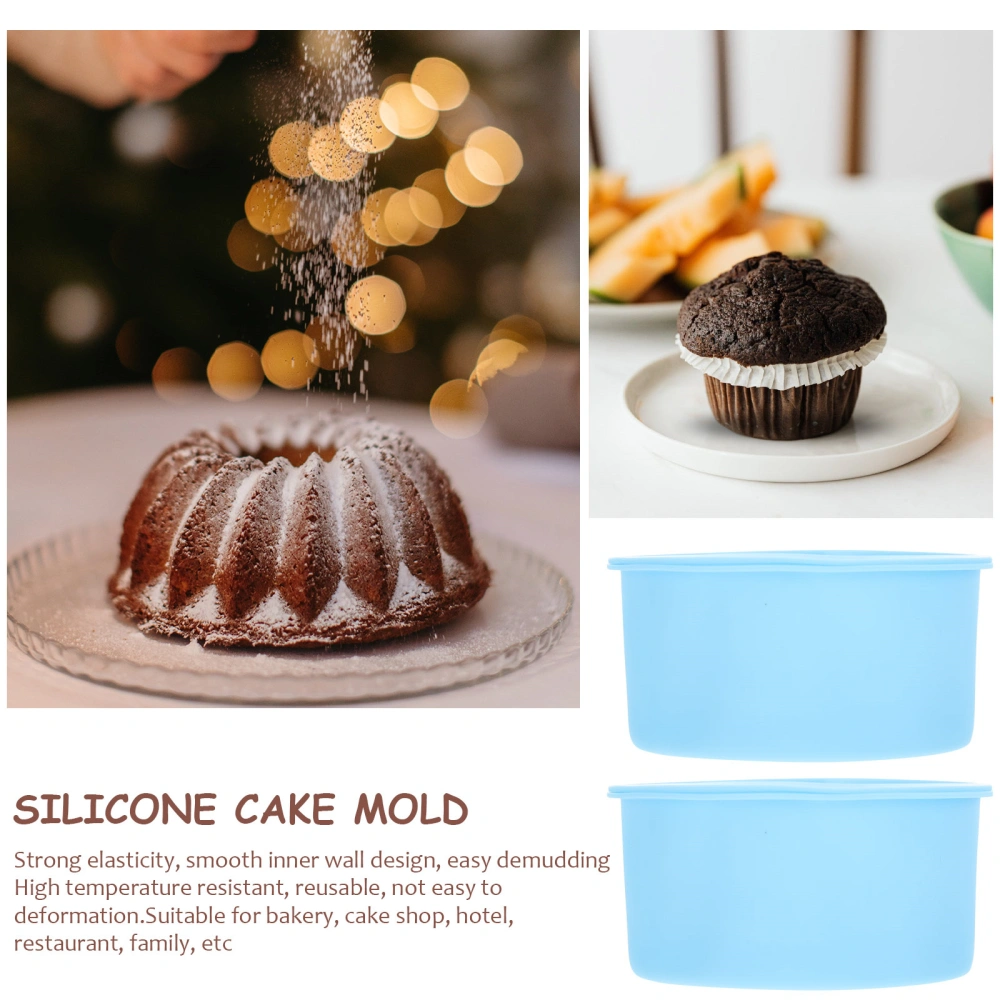 6pcs Silicone Cake Molds Cake Baking Molds Muffin Cups for Home (Blue)